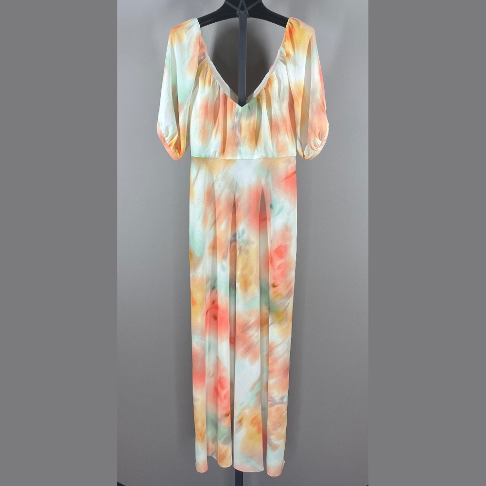 NEW Banana Republic Dress Womens 2 pink orange green water color maxi